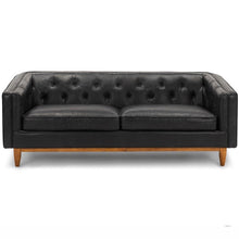 Alcott black tufted leather sofa