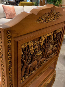 Exquisite hand carved vintage teak chair, Bangkok