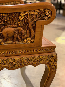 Exquisite hand carved vintage teak chair, Bangkok