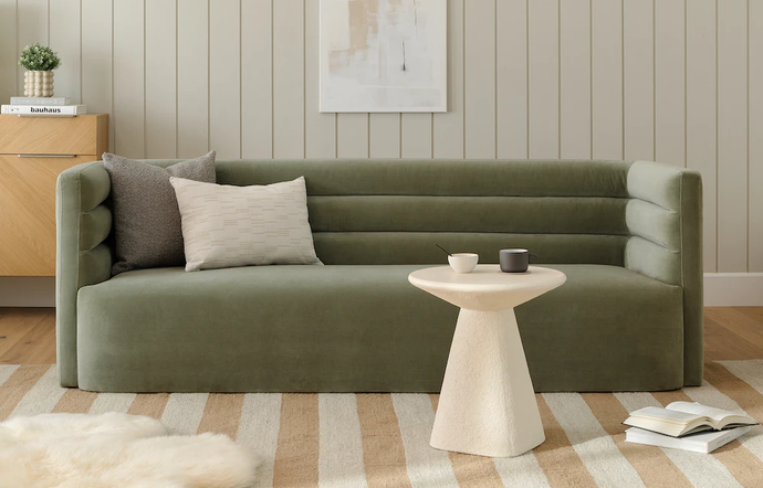 Kara, Art Deco inspired sofa in Pacific Sage