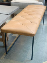 61" leather and iron bench, new