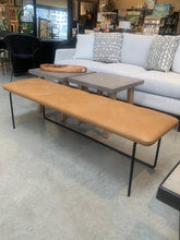 61" leather and iron bench, new