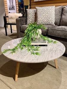 "Mara" marble round oak coffee table