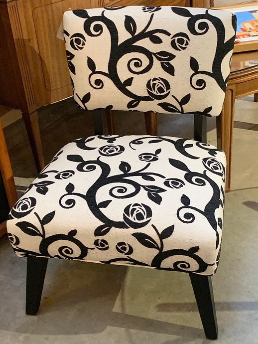 Black and Ivory armless Accent Chair