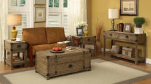 "Carmel" burnished natural lift coffee table with storage