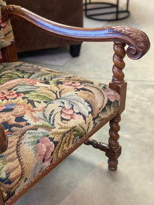 Antique Floral Armed Wooden Chair