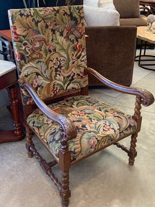 Antique Floral Armed Wooden Chair