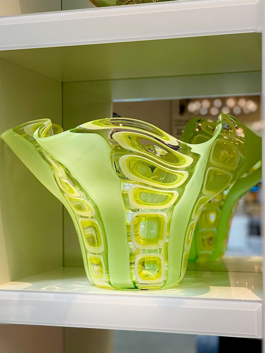Global Views hand blown center piece, Falsetto yellow