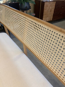 Oak and Rattan contemporary, versatile bench