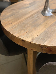 41" Round, distressed wood dining room table