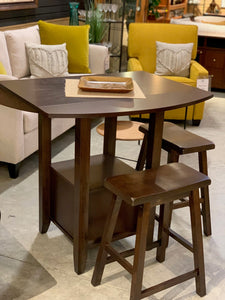 Small space savvy dining with drop leaves and 2 stools!