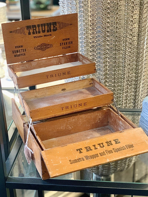 Antique Triune wood cigar box