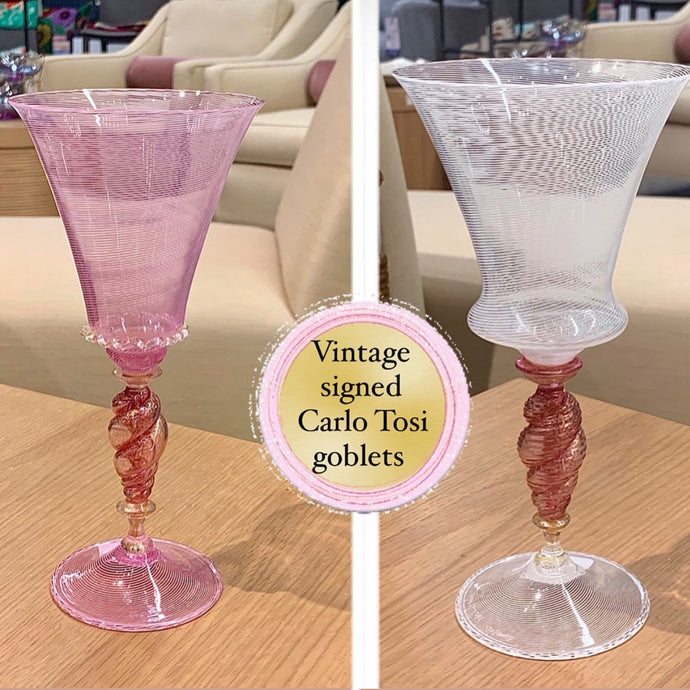 Extraordinary, vintage, signed Carlo Tosi goblets