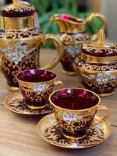 Vintage Czech Bohemian glass tea set, as photographed