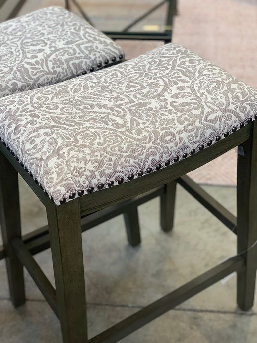 Set of 2 Grey Patterned Stools by Winners