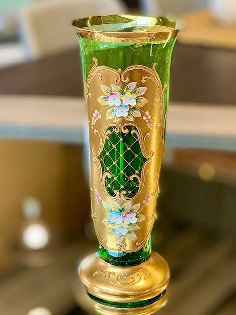 Green Czech Bohemia Vase