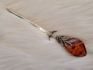 Sterling Silver Letter Opener with Amber Handle