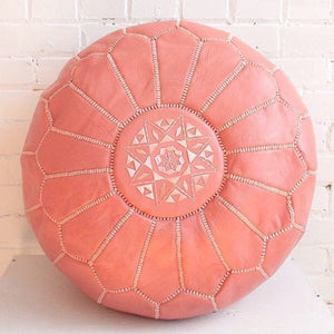 Dyed Coral Moroccan Pouf