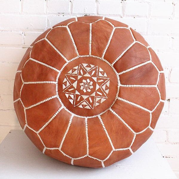Natural Tanned Brown Moroccan Pouf