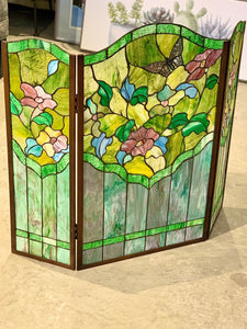 Meyda Tiffany butterfly stained glass fireplace screen