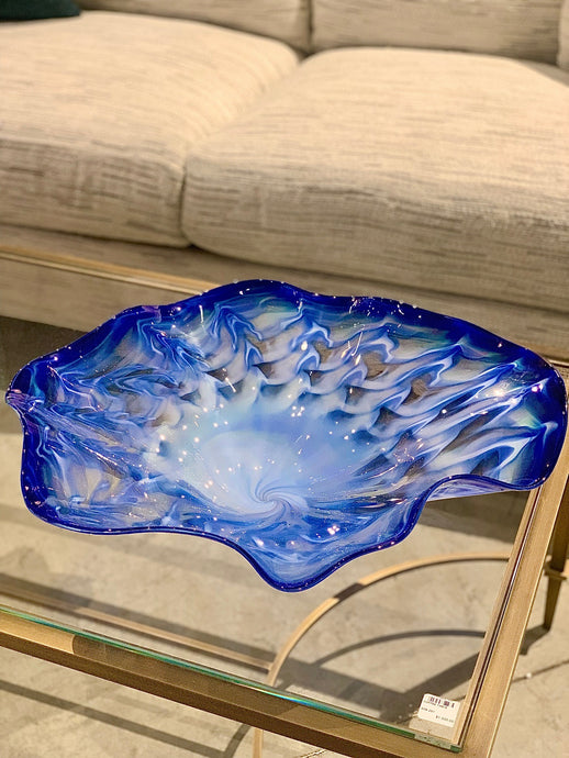 Vintage blown glass bowl by Lawrence Ruskin, signed