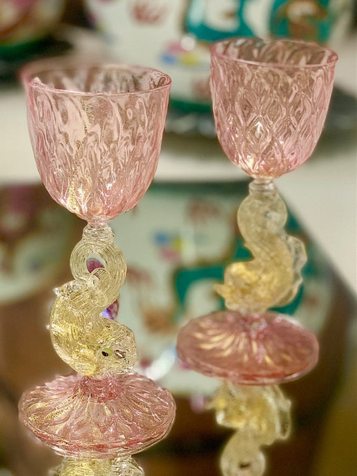 Vintage hand blown Murano sherry glasses