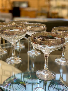 Vintage champagne coupe style crystal glasses