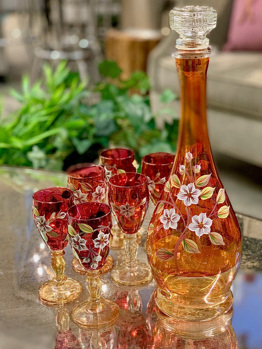 Vintage Czech Bohemian Decanter Set