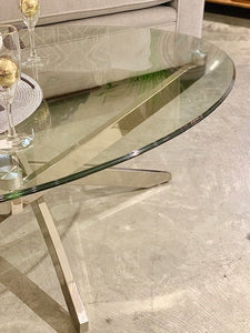 Glass & chrome modern oval coffee table