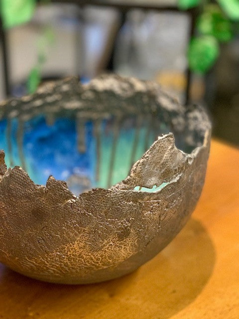 Handmade Raku Centerpiece Bowl