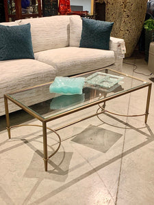 Luxury brushed brass and glass coffee table, Baker Furniture