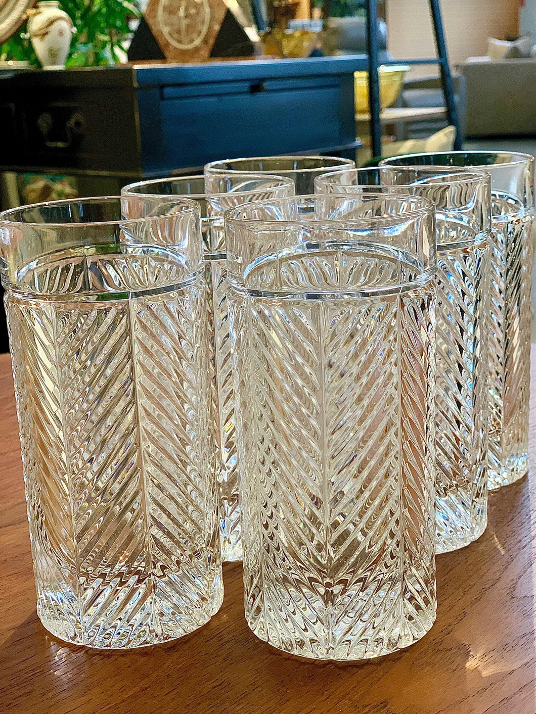 Ralph Lauren Herringbone high ball glasses set of 5 Champagne Taste Home