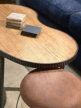 Kidney shaped reclaimed wood coffee table