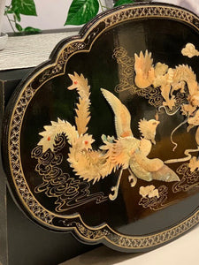 Vintage Chinese lacquered mother of pearl wall art