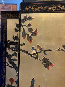 Vintage 4 panel hand carved screen